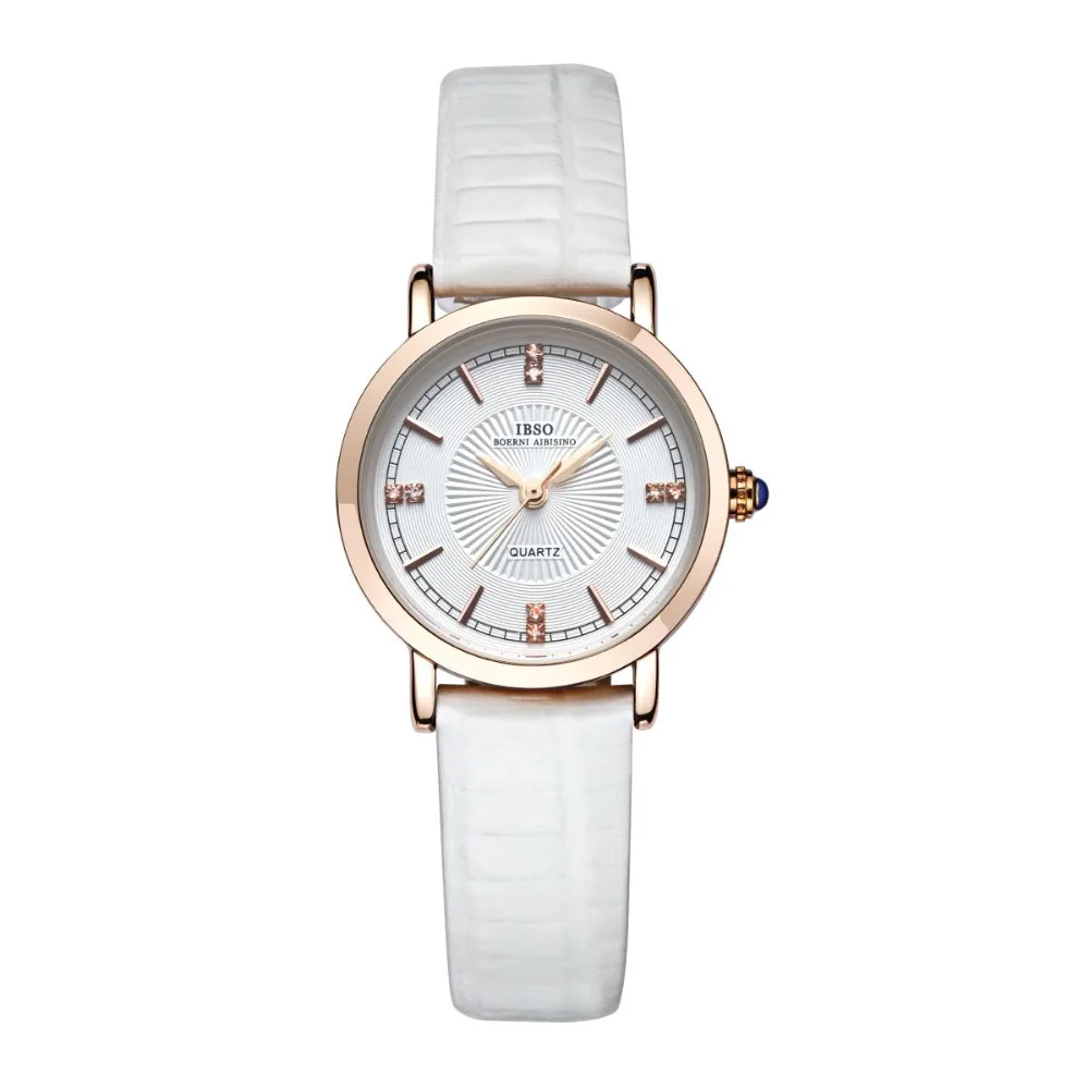 IBSO модные брендовые ультра-тонкие модные женские часы с ремешком из натуральной кожи мужские водонепроницаемые кварцевые часы 3820