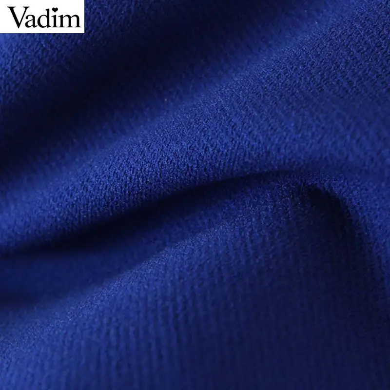 Vadim женский деловой синий Блейзер двубортный с карманами сзади Сплит с длинным рукавом Женская верхняя одежда Стильное пальто Топы CA496