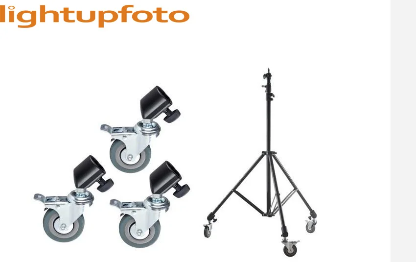 

Lightupfoto 3PCS Photo Studio Heavy Duty Universal Caster Wheel 22mm For Light Stands& Boom light stand wheel with lock PFB7D