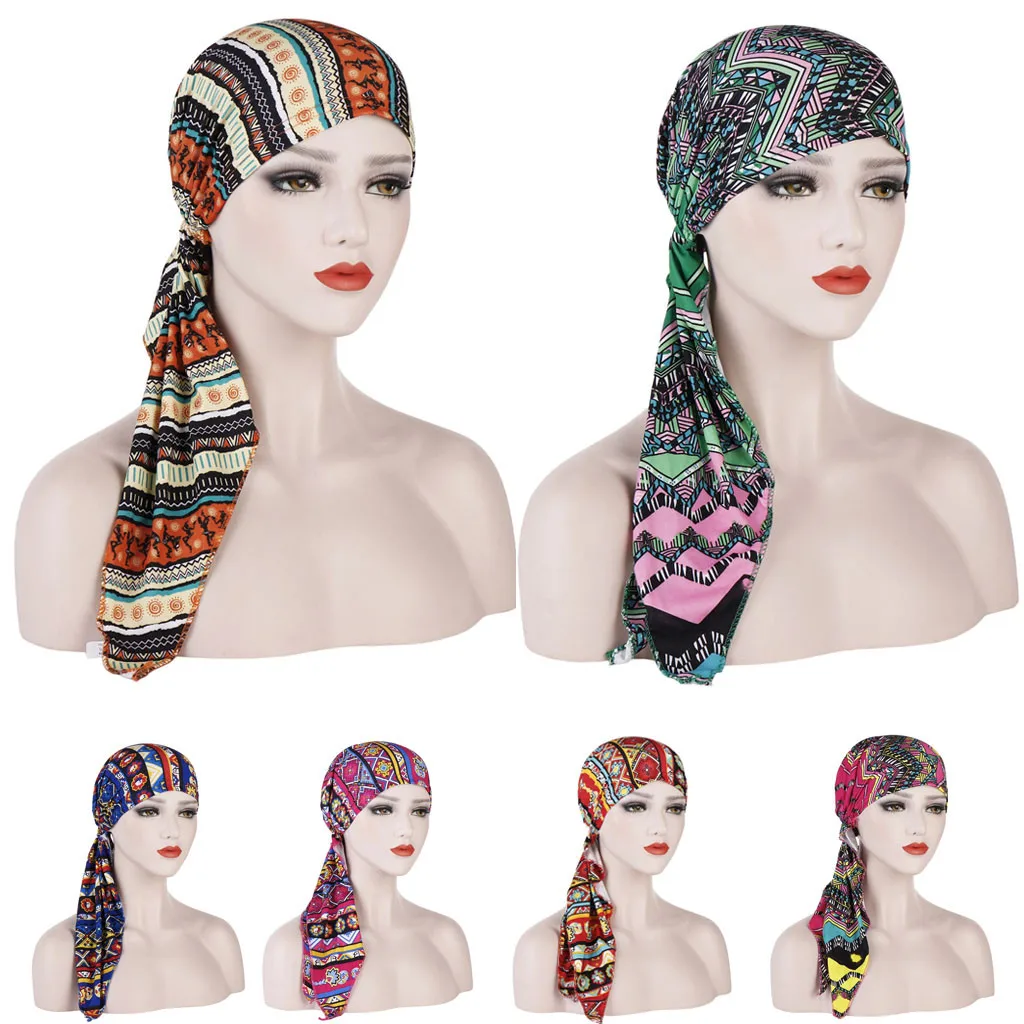

Turban Muslim Hijab Caps Hijab Women Floral Print Cross Caps Muslim For Women Muslim Hat Cancer Chemo Beanie Turban Wrap Cap