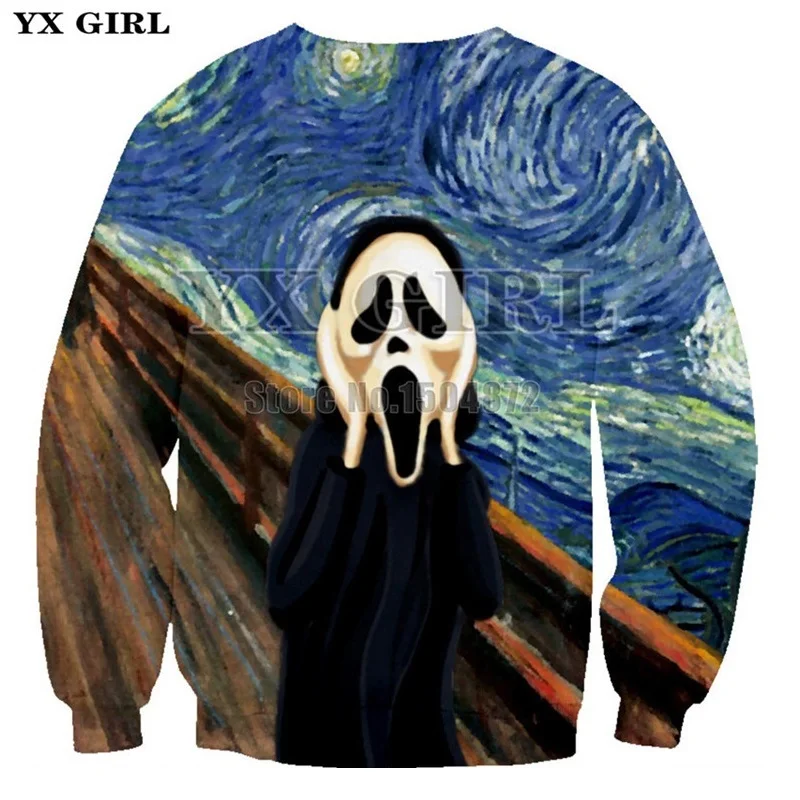 Толстовка YX Girl с капюшоном на Хэллоуин толстовка 3d принтом крика для женщин и