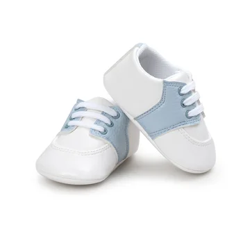 

New Spring Autumn Girls Boys Kids Casual Splice Anti-skid Lace Up PU Baby First Walkers Shoes