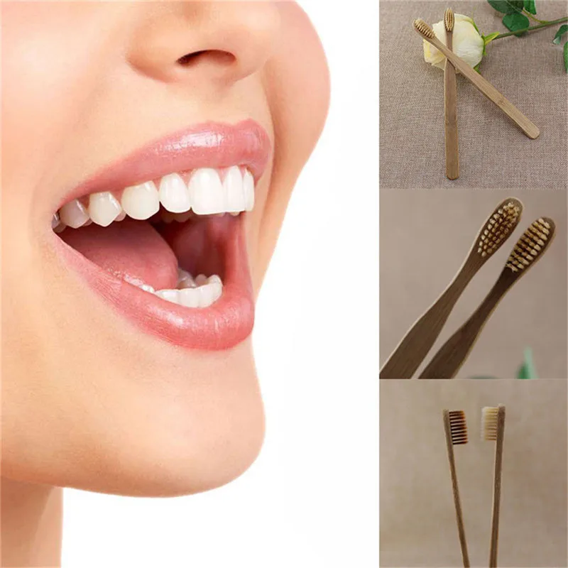 3 шт./лот чистая бамбуковая зубная щетка из природных материалов Экологически чистая мягкая Зеленая экологическая бамбуковая зубная щетка