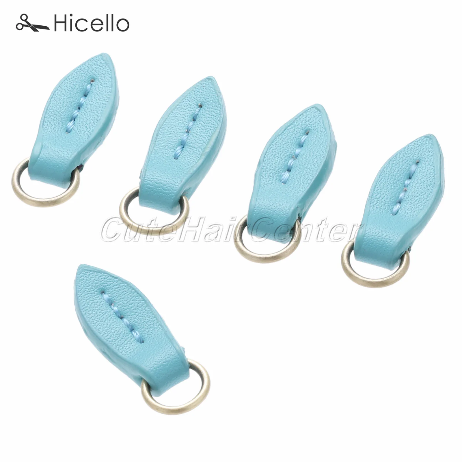 5pcs/lot Zipper Pullers Leaf Shape Pull head Replacement Sewing Craft Fasteners Leather Alloy pendant 33*11mm colorful Hicello - Цвет: Blue