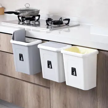 

Push-top Trash Can Kitchen Creative Cabinet Door Hanging Trash Garbage Bin Can Rubbish Container For Home Decoration Accessories