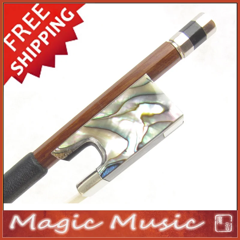 

Free Shipping! SILVER PERNAMBUCO Violin Bow with Abalone Shell Frogs Size 4/4, Quick Response