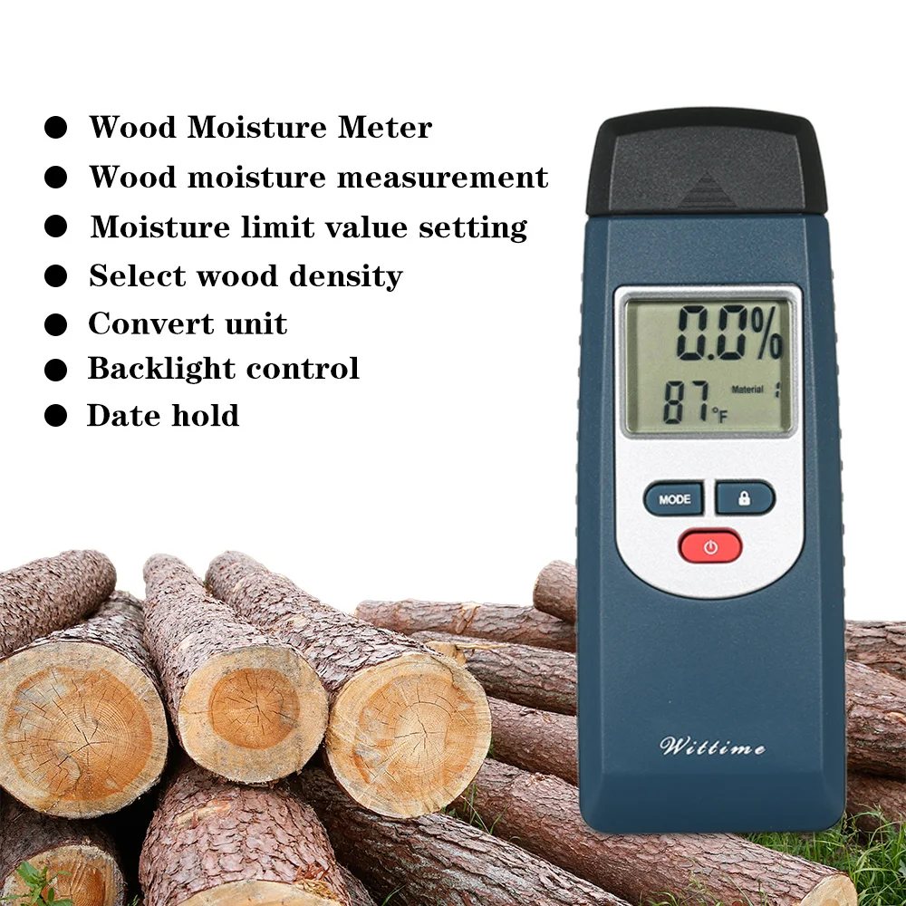 Digital Wood Moisture Meter Two Pins Humidity Temperature Tester Accuracy Thermometer Hygrometer