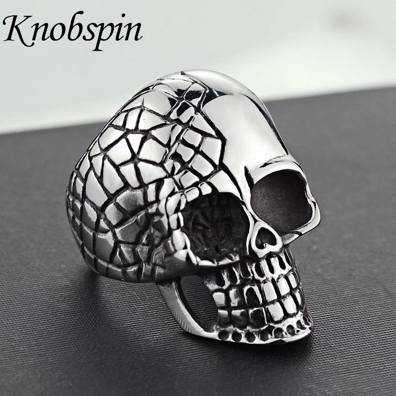 

2018 New Fashion Punk Stainless Steel Skull Ring for Men European Retro Skeleton Men's Ring Rock Motor Biker Jewelry Size 8-13