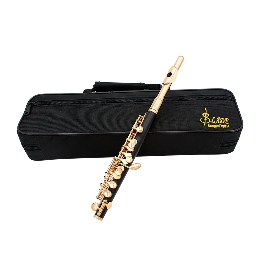 

Piccolo Half-size Flute Cupronickel Silver Plated C Key Tone with Polish Cloth Cleaning Stick Box Case