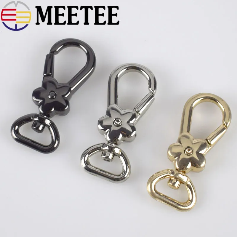 4pcs 12mm Fashion Flowers Metal Bag Buckles Belt Buckle Keychain Snaps