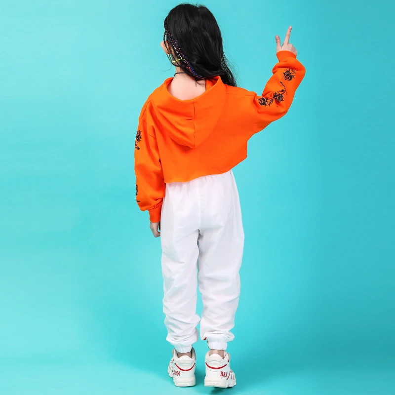 Jazz Dance Costumes Hip Hop Kids Long Sleeve Hooded Top Pants Girls Hiphop Clothes Street Dance Stage Show Wear (15)