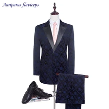Напечатанные 6 пуговиц костюмы для мужчин с заостренным лацканом жениха смокинги двубортный деловой костюм как свадебный костюм(куртка+ брюки