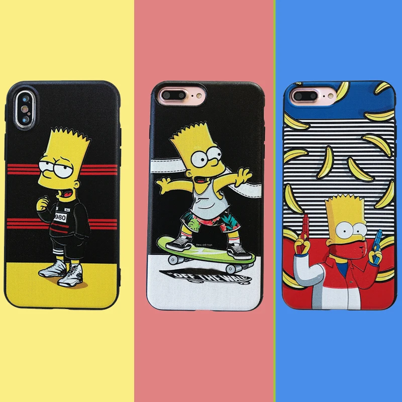 

Luxury Suprem Cartoon Boy Case For Apple iPhone X XS Max XR skateboard Tide Style Phone Case For iPhone 6 6S 7 8 Plus Soft Cove