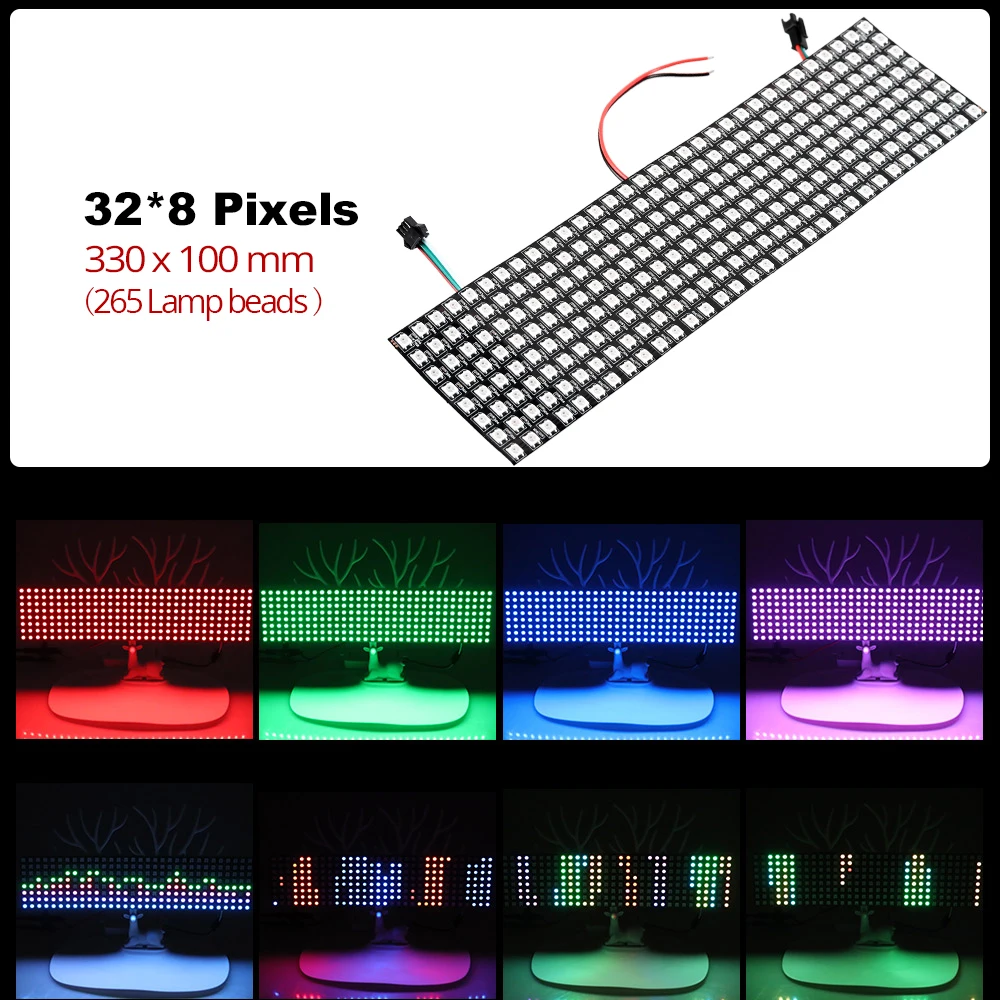 RGB WS2812B светодиодный панельный Чип 8x8/8x32/16x16 пикселей WS2812 гибкий пиксельный панельный экран индивидуально адресуемый цифровой светодиодный модуль