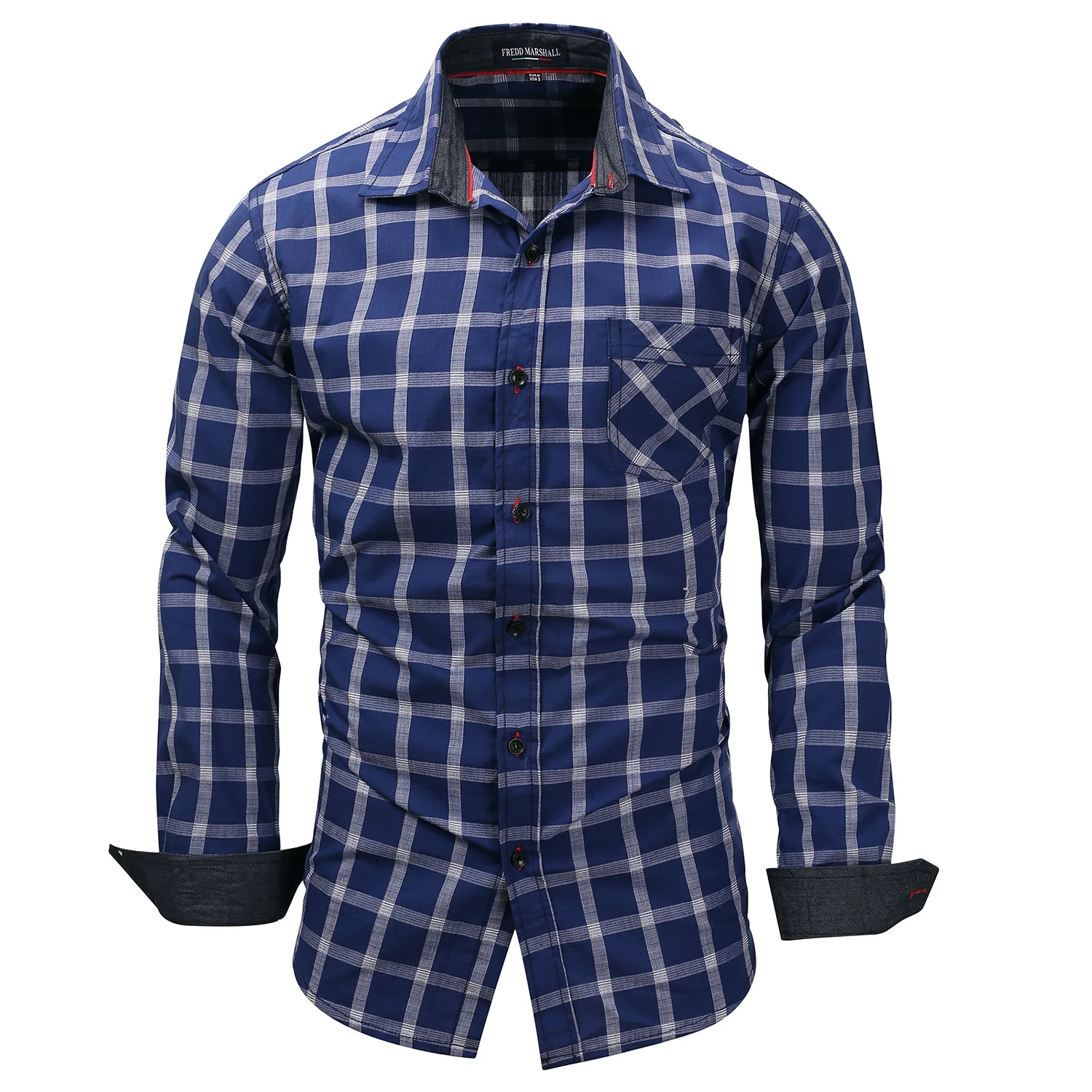 Free shipping men long sleeved shirt plaid shirts 151in Casual Shirts