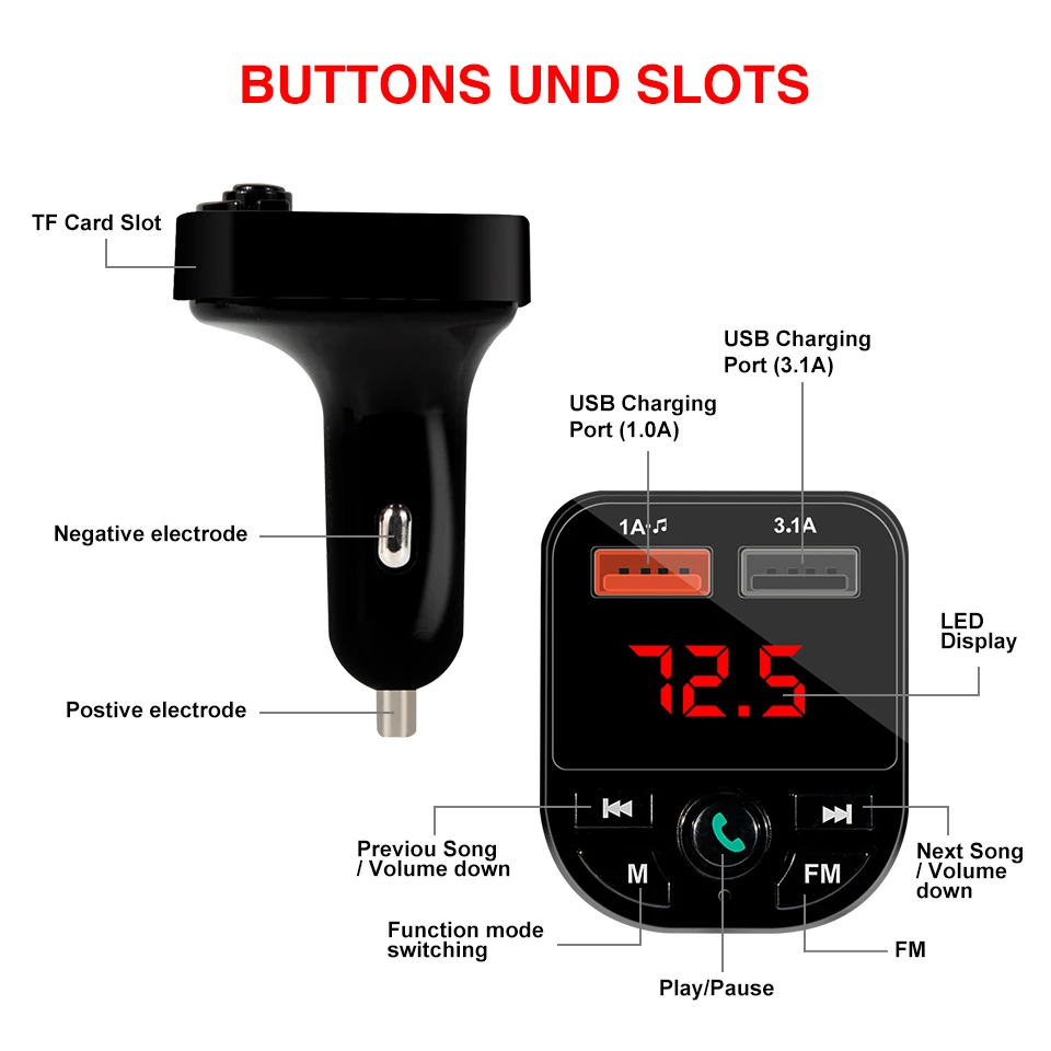 Новый Bluetooth 5 0 Handsfree беспроводной fm передатчик 3.1A USB зарядное устройство lcd MP3 плеер