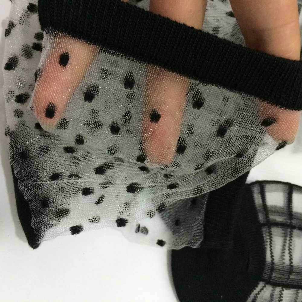 5 пар/лот, разные стильные кружевные прозрачные женские носки с кристаллами, удобные прозрачные Шелковые Летние Стильные короткие носки