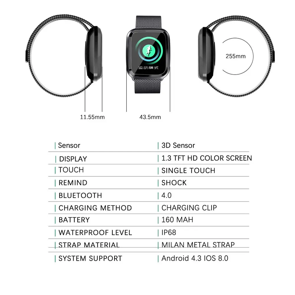 KISSCASE, металлические Смарт-часы с Bluetooth, умные часы для Android iOS, кровяное давление, пульсометр, спортивные наручные часы с Bluetooth