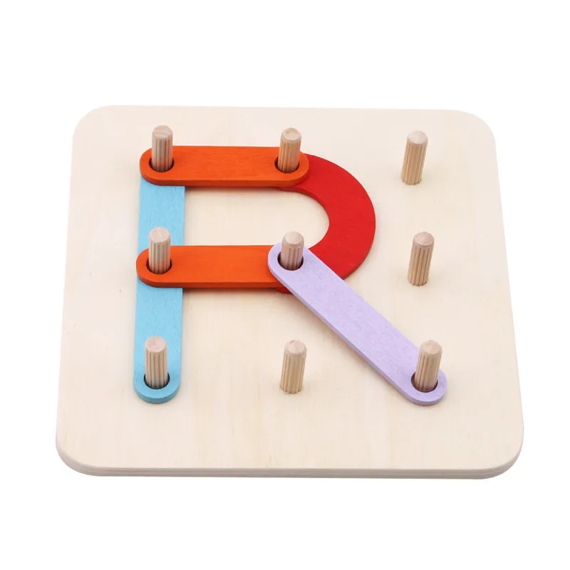 Геометрическая колонна Набор цифр Алфавит буквы китайская Форма деревянные головоломки животные игра Развивающие игрушки для детей