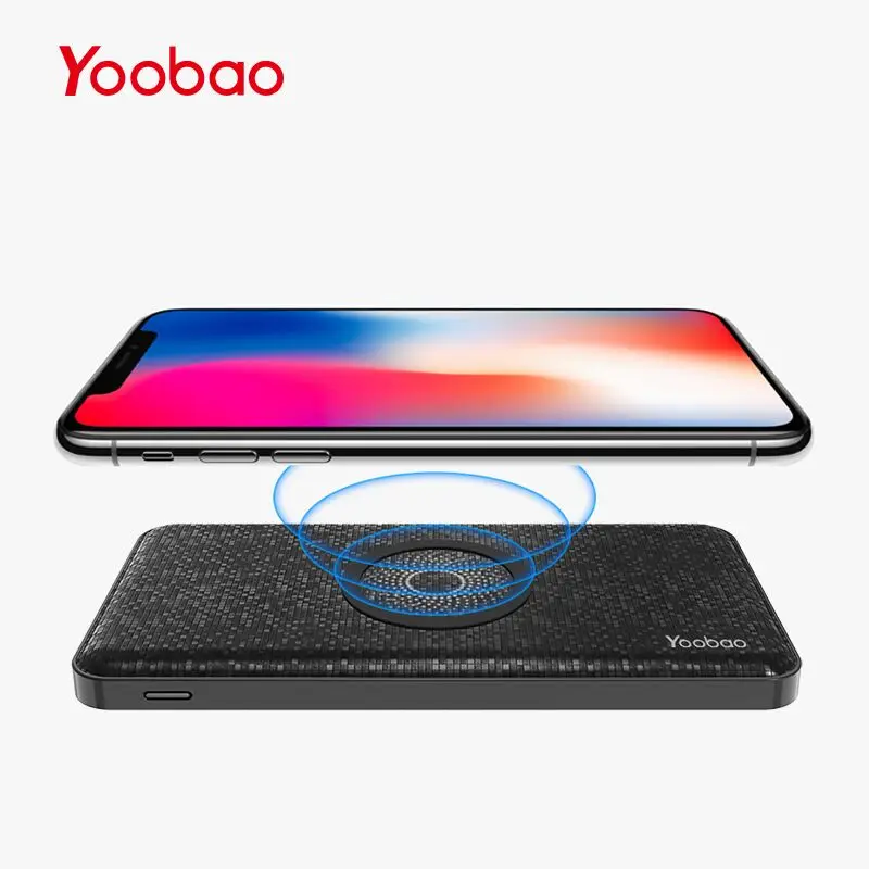 Yoobao W5 Qi беспроводная зарядка 5000mAh повербанк с двумя USB выходами/входами