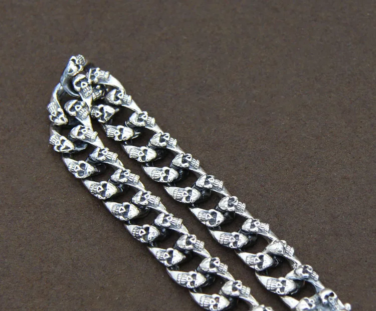 Starfield браслеты из стерлингового серебра 925 пробы Ретро тайский серебряный череп пряжка с символом мира мужской браслет длинный параграф в стиле панк