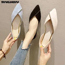 TINGHON New Fashion Woman Flats Shoes Female Ballet Shoes Slip On Loafers Pointed Toe Casual Espadrilles Mujer цена TINGHON New Fashion Woman Flats Shoes Female Ballet Shoes Slip On Loafers Pointed Toe Casual Espadrilles Mujer цены онлайн