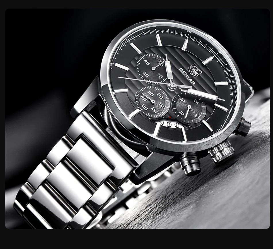 BENYAR, мужские часы, лучший бренд, Роскошные Кварцевые часы для мужчин, s, спортивная мода, Аналоговый Кожаный ремешок, мужские наручные часы, Новые водонепроницаемые часы xfcs
