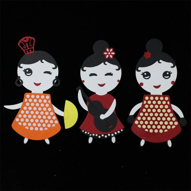 

KLJUYP Music Girls Metal Cutting Dies Stencils for DIY Scrapbooking/photo album Decorative Embossing DIY Paper Cards