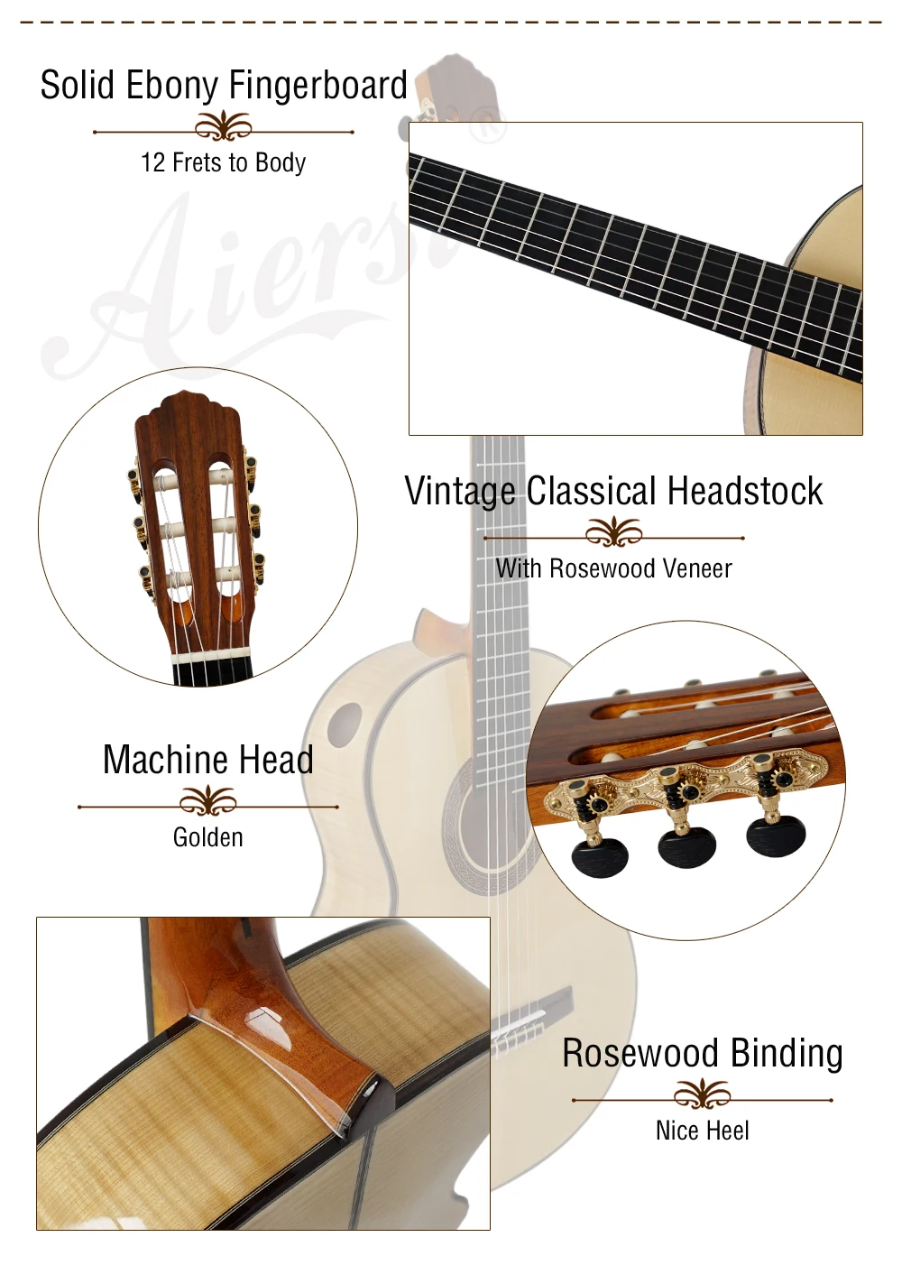 Aiersi elevated fingerboard smallman with figured maple back and side  (1)
