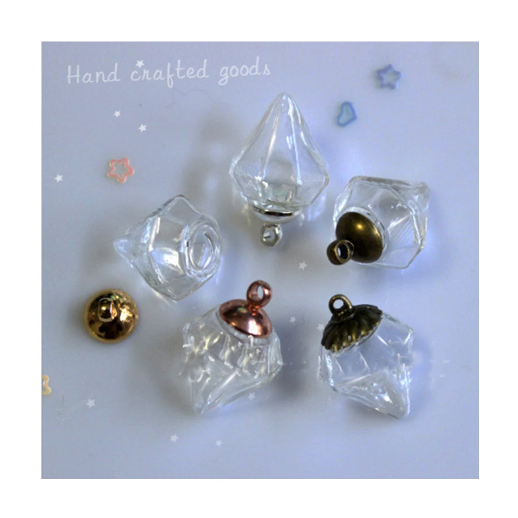 10Pcs Clear Mini Glass Bottle Wish Charm Pendant DIY Jewelry Making Craft