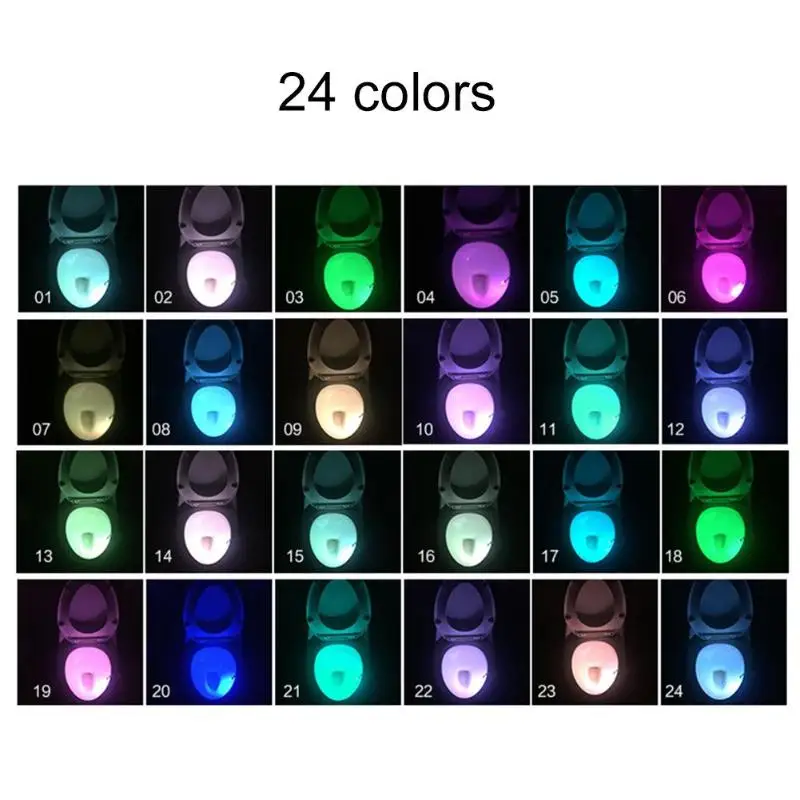 Bathroom Toilet Nightlight LED Body Motion Activated On/Off Seat Sensor Lamp 8/24Colors PIR Toilet  - 32924243371
