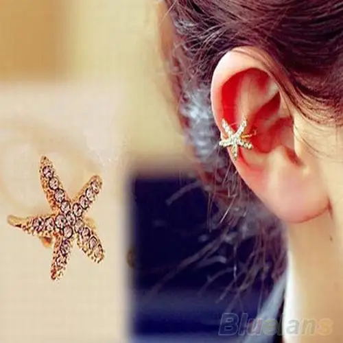 

1Pc Fashion Women Rhinestone Starfish/Love Ear Clip Ear Stud Earrings Jewelry hot