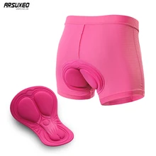 ARSUXEO Women Cycle Underwear 3D Padded Bicycle Bike Shorts Silicone Foam Gel Anti-Sweat Breathable Cycle Short Underwear