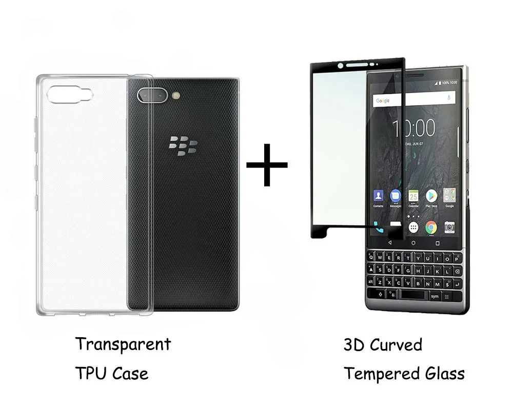 

For Blackberry KEY2 Le KEYTWO Full Coverage 0.3MM 2.5D 9H Tempered Glass Screen Protector Colored Skin Guard LCD Film