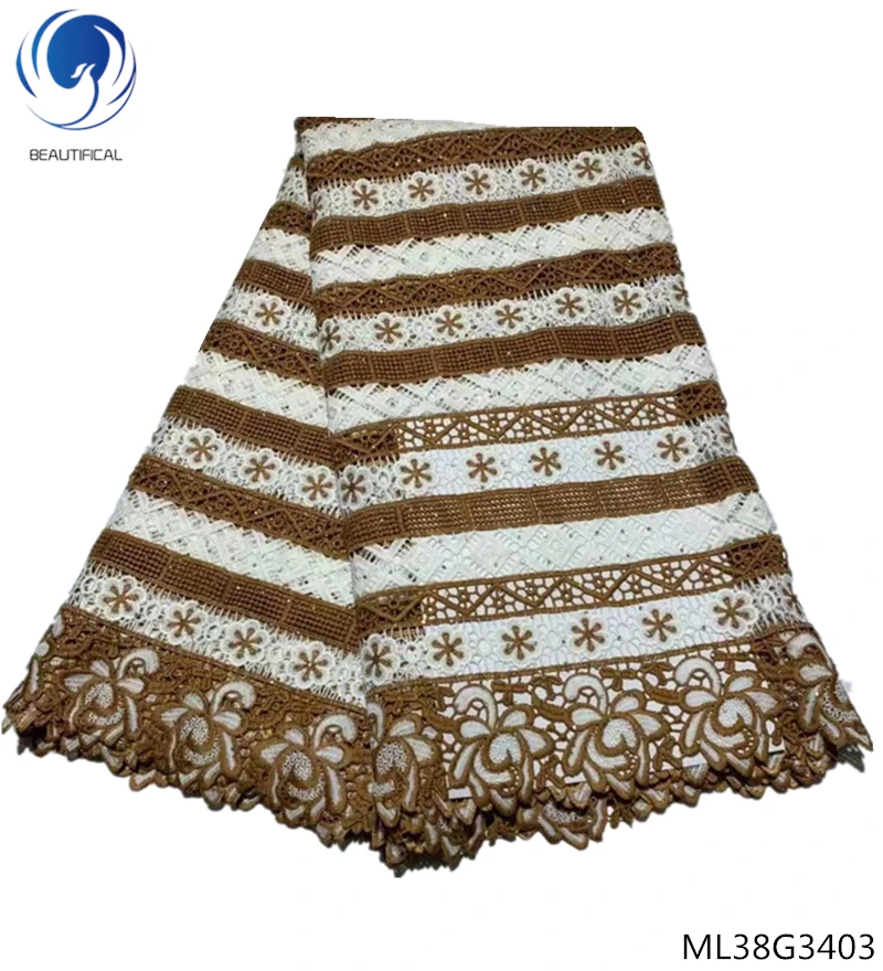 

BEAUTIFICAL guipure laces cord lace fabrics with stones 2019 african water soluble laces dresses for women 5yards/lot ML38G34