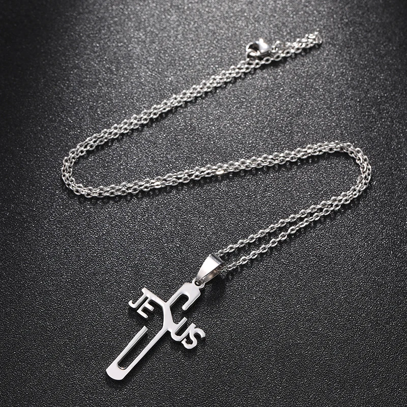 Ожерелье с подвеской в виде Креста Иисуса, Религиозные ювелирные изделия для мужчин/wo мужчин, цепочка из нержавеющей стали, христианский символ, хороший подарок