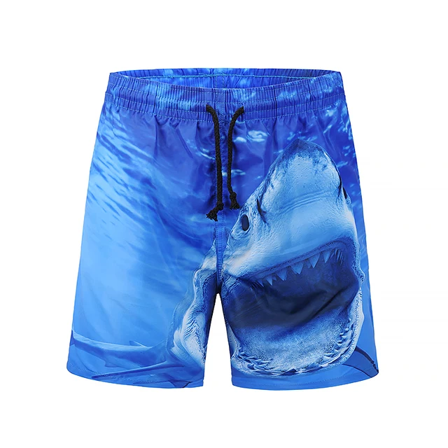 Special Offers shark Mens beach shorts summer surf shorts men swimming blue male swimwear shorts quick drying men's beach wear truck loose 043
