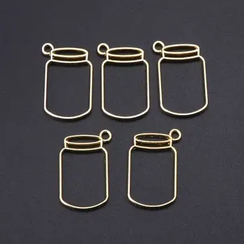 

13Styles 5Pc Floating Bottles Metal Frame Hollow Pendant BezelsDIY Epoxy Resin UV Crystal Silicone Molds Jewelry Pendant Making