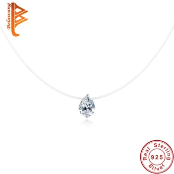 

Exquisite Simple 925 Sterling Silver Transparent Fishing Line Sparkling CZ Pendant Necklaces For Women Fashion Jewelry 2018 New
