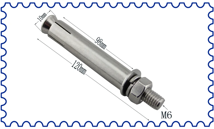 Нержавеющий морской установочный винт болт анкерный внешний шестигранный встроенной чехол бетонный анкерный болт 10 шт. M6