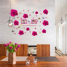 Hot Pink Walls Promotion For Promotional On Multi Piece Package Hot Pink Rose Background Wall Decoration Removable Stickers For Home And Hotel