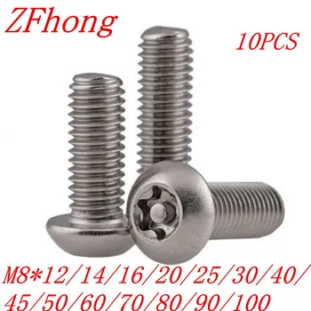 

20pcs ISO7380 M8*12/16/20/25/30/35/40/50/60/70/80/90/100 A2 Stainless Steel Torx Button Head Tamper Proof Security Screw Screws