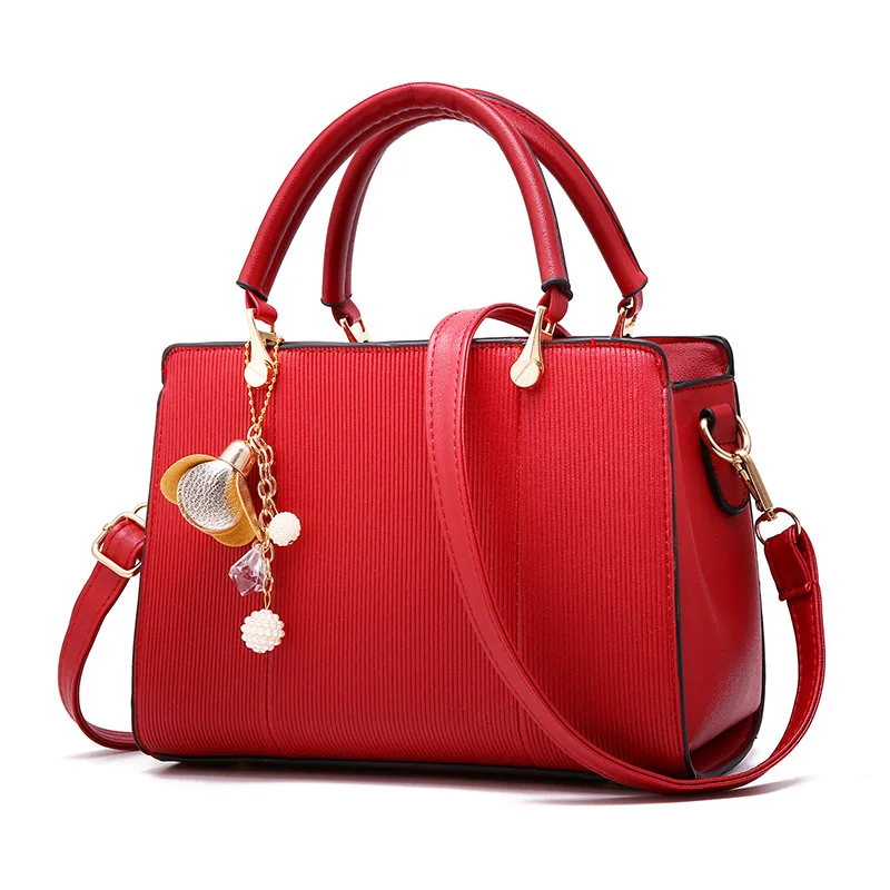 Women Handbag Luxury Bags Patchwork Women Solid Chains Rivet Bag Leather Designer Handbag HairBall Shoulder Kabelka SS7020 (2)