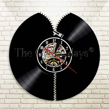 

1Piece Zipper Vinyl Wall Art Wall Clock Zipping Wall Clings Abstract Living Room Clock Zip CD Disc Decorative Clock