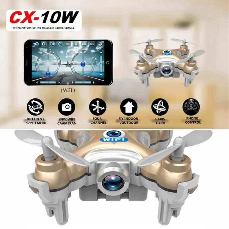 Mini Rc font b Drone b font With Camera Cheerson Cx 10w Cx10wd Rc Helicopter Wifi
