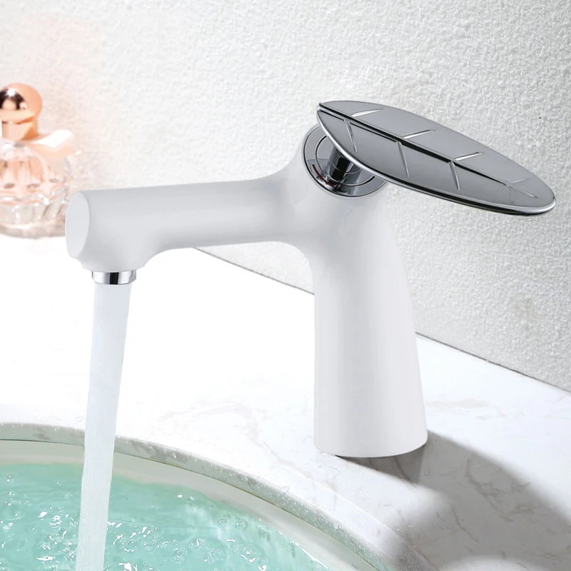 

Basin Faucets Elegant Bathroom Faucet Hot and Cold Water Basin Mixer Taps Chrome and White Finish Brass Toilet Sink Water Crane