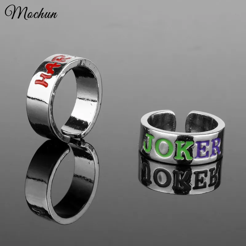 

MQCHUN Harley Quinn Joker His & Hers Ring Suicide Squads Lovers Ring Adjustable Ring High Quality Xmas Couples Fashion Jewelry
