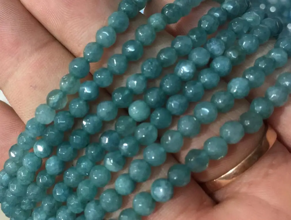 

free shipping 5pc New Natural 4mm Faceted stone Gems Round Loose Beads 15" AAA #@