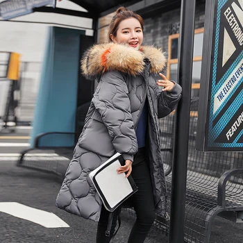 

Warm Women Winter Jacket Plus Size 2018 Fashion Womens Jacket Thick Big Fur Hooded Long Down Cotton Padded Female Coat Parka
