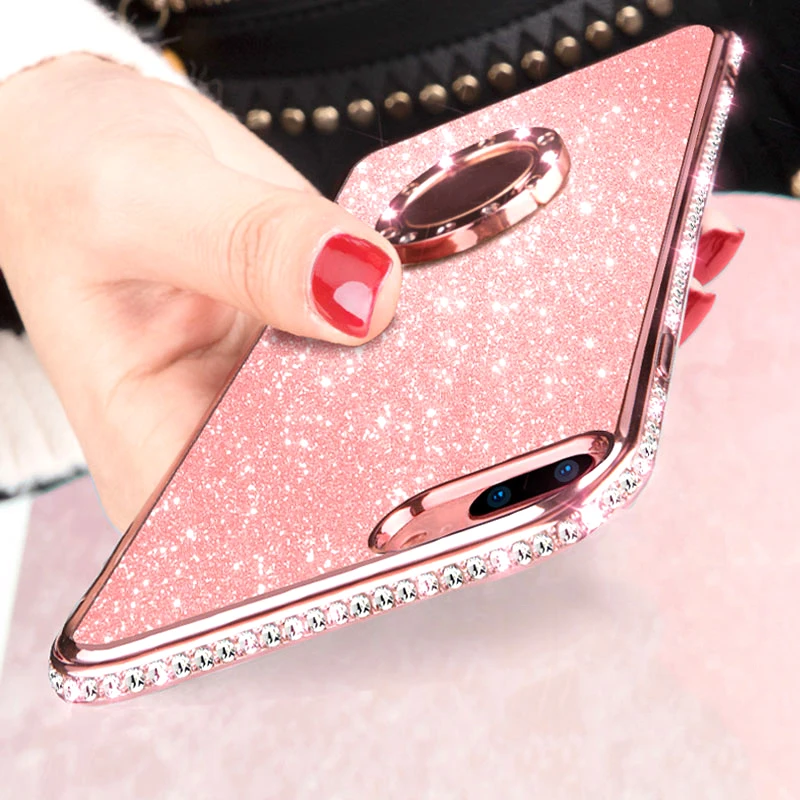 For iPhone XS Max Xr 8 7 6S 6 s Plus Glitter Diamond Magnetic Finger Ring Kickstand Case For Samsung Galaxy S9 Plus Note 9 Cover (5)